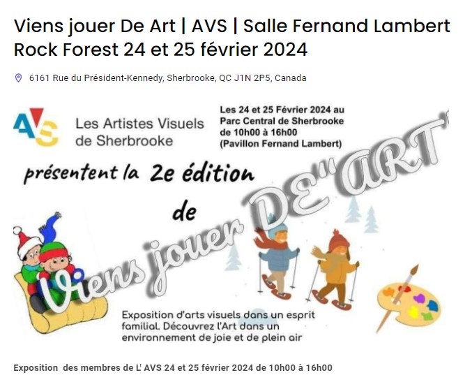 Viens jouer De Art 24 25 fevrier 2024